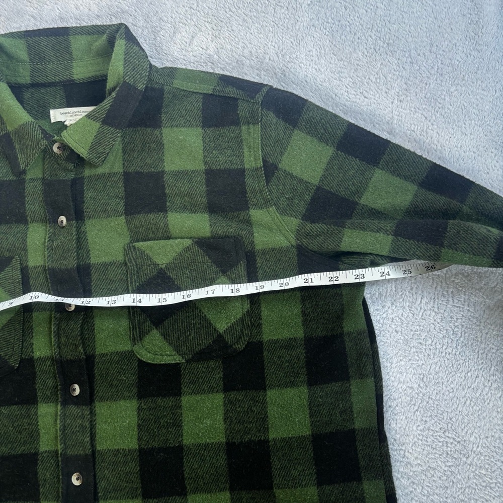 beachlunchlounge Large Women’s Soft Green and Black Flannel Casual Shirt. - Picture 5 of 9